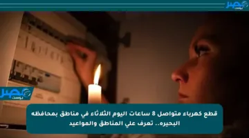 قطع كهرباء متواصل 8 ساعات اليوم الثلاثاء في مناطق بمحافظة البحيرة.. تعرف على المناطق والمواعيد